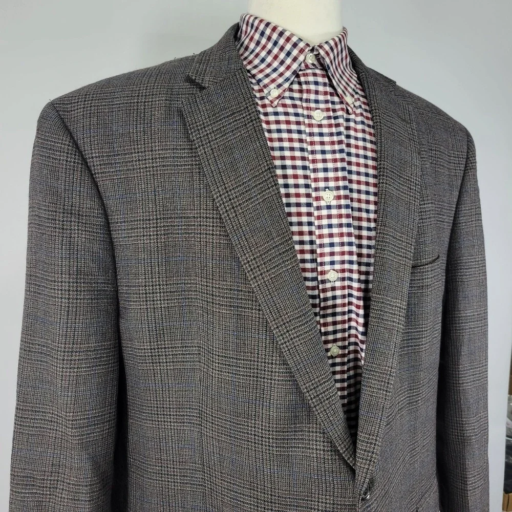 Lauren Ralph Lauren‎ Men's Sport Coat Blazer Two Button Flannel Plaid Wool 52R